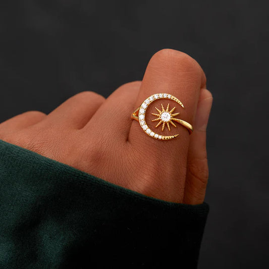 Crescent Moon & Star Ring