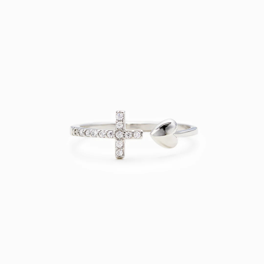 CROSS & HEART RING