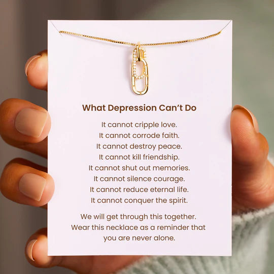 DEPRESSION CAN'T RECTANGLE INTERLOCKING NECKLACE