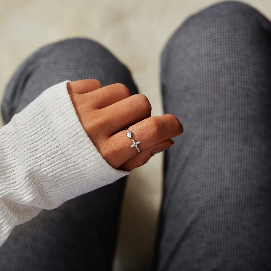 CROSS & HEART RING