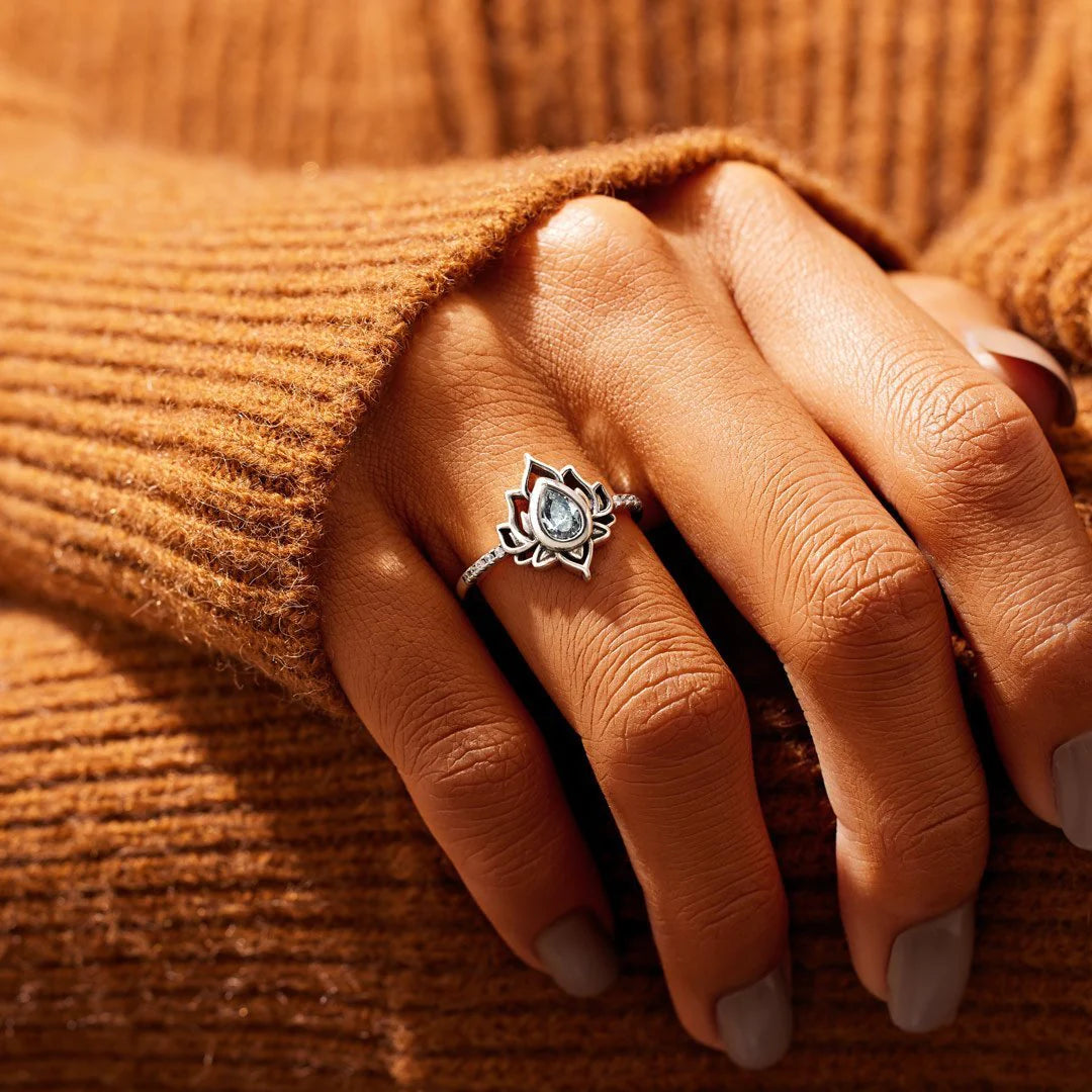 LOTUS RING - 12 MONTHS BIRTHSTONE