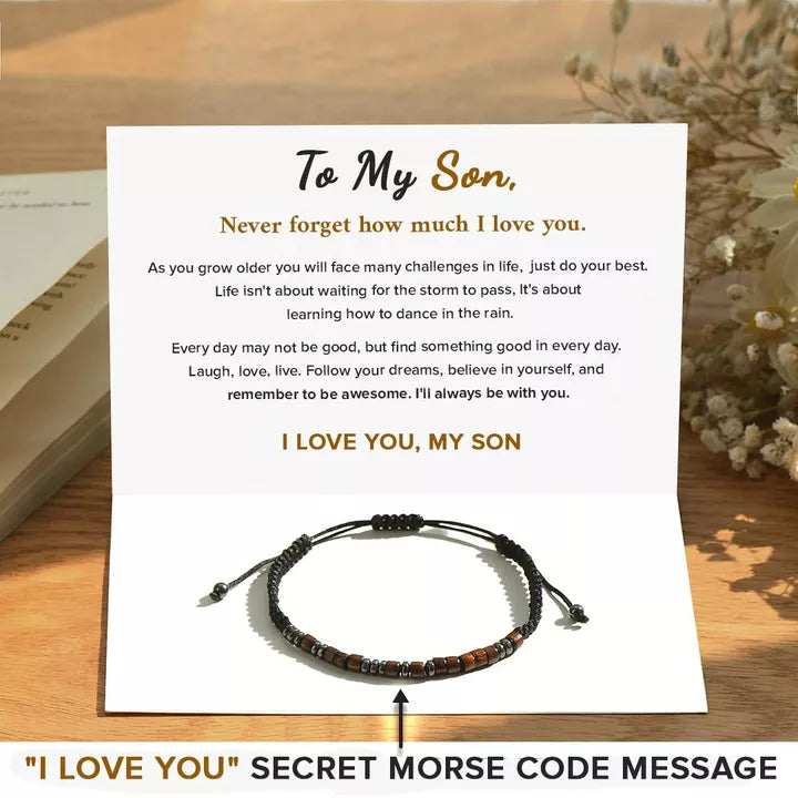 To my Son, I Love You Morse Code Bracelet