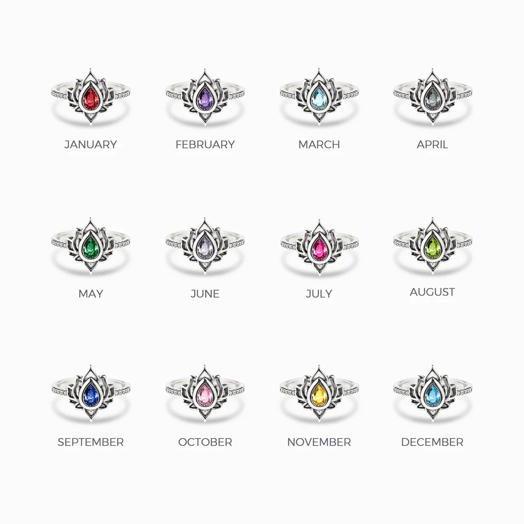 LOTUS RING - 12 MONTHS BIRTHSTONE